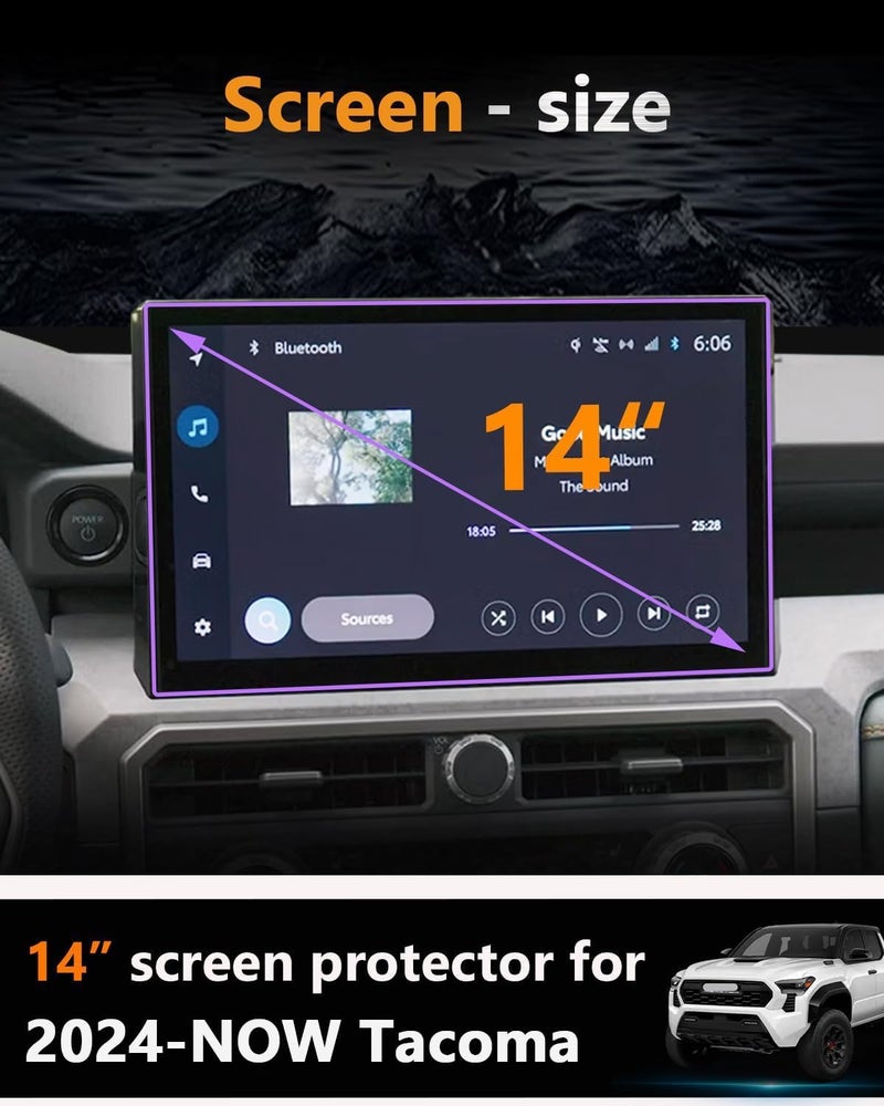 VIAROOM 14" Screen Protector For Toyota Tacoma 2024 2025,Tempered Glass GPS Navigation HD Screen Protective Film For Tacoma Accessories - Image 2